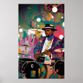 ヴィンテージジャズクラブミュージシャン遊ズギター ポスター (正面)