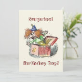 ヴィンテージジャックイン・ザ・ボックスピエロ誕生日カード 招待状 (スタンド正面)