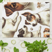 ヴィンテージジャックラッセルテリアシームレス キッチンタオル (折り畳み)