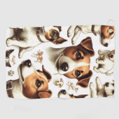 ヴィンテージジャックラッセルテリアシームレス ゴルフタオル (横)