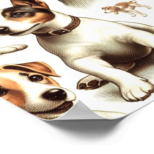 ヴィンテージジャックラッセルテリアシームレス ポスター (角)