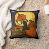 ヴィンテージジャックランタンハロウィーン枕 クッション (ブランケット)