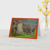 ヴィンテージジャック・オランタンかかしと少年 カード (黄色い花)