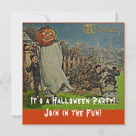 ヴィンテージジャック・オランタンかかしと少年 招待状 (正面)