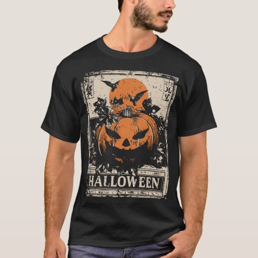 ヴィンテージジャック・オランタン・カボチャ | ハロウィン Tシャツ (正面)