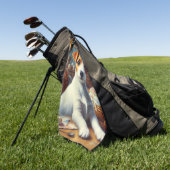 ヴィンテージジャック・ラッセル・テリア絵を描ズ ゴルフタオル (グリーン)