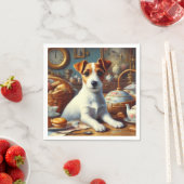ヴィンテージジャック・ラッセル・テリア絵を描ズ スタンダードカクテルナプキン (インサイチュ)