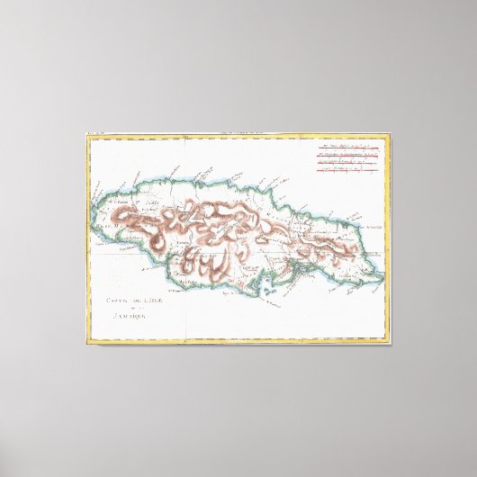 ヴィンテージジャマイカの地図(1780) 2 キャンバスプリント (正面)
