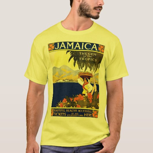 ヴィンテージジャマイカ旅行イラストレーションポスター Tシャツ (正面)