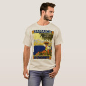 ヴィンテージジャマイカ旅行イラストレーションポスター Tシャツ (正面フル)