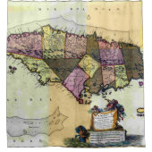 ヴィンテージジャマイカ1680の地図 シャワーカーテン (正面)