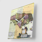 ヴィンテージジャマイカ1680の地図 スクエア壁時計 (傾斜)