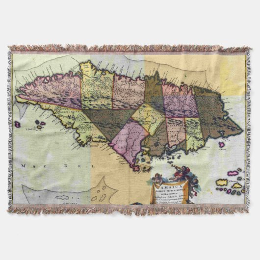 ヴィンテージジャマイカ1680の地図 スローブランケット (正面)