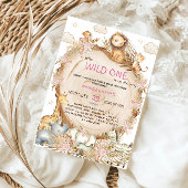 ヴィンテージジャングルサファリをテーマにしたベビーガールシャワー 招待状