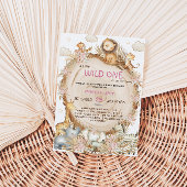 ヴィンテージジャングルサファリをテーマにしたベビーガールシャワー 招待状