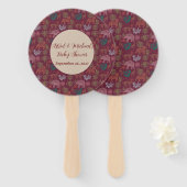 ヴィンテージジャングルサファリピンクベビーシャワー ハンドファン (正面&裏面)