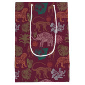 ヴィンテージジャングルサファリピンクベビーシャワー ミディアムペーパーバッグ (裏面)