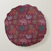 ヴィンテージジャングルサファリピンク ラウンドクッション (裏面)