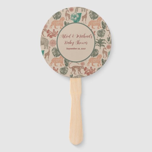 ヴィンテージジャングルサファリベイビーシャワー ハンドファン (正面)