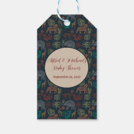 ヴィンテージジャングルサファリ男の赤ちゃんシャワー ギフトタグ