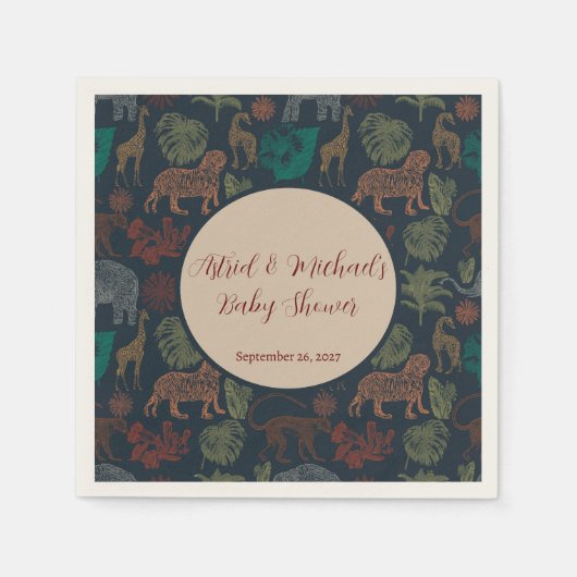 ヴィンテージジャングルサファリ男の赤ちゃんシャワー スタンダードカクテルナプキン (正面)