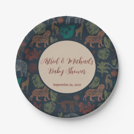 ヴィンテージジャングルサファリ男の赤ちゃんシャワー ペーパープレート