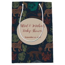 ヴィンテージジャングルサファリ男の赤ちゃんシャワー ミディアムペーパーバッグ