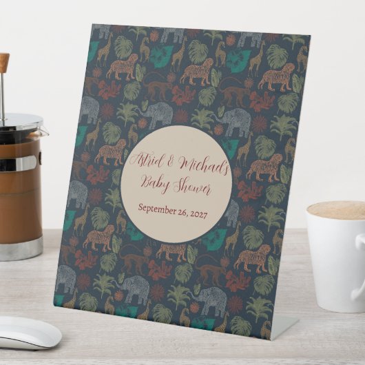 ヴィンテージジャングルサファリ男の赤ちゃんシャワー 台座サイン (インサイチュ)