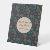 ヴィンテージジャングルサファリ男の赤ちゃんシャワー 台座サイン (正面)