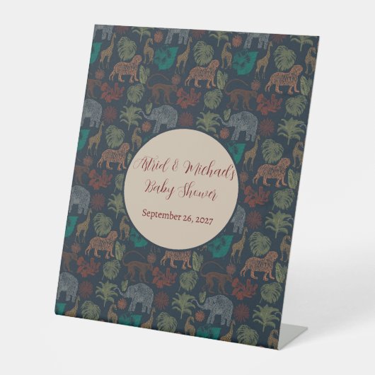 ヴィンテージジャングルサファリ男の赤ちゃんシャワー 台座サイン (正面)