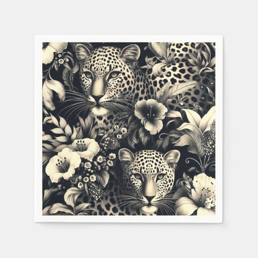 ヴィンテージジャングルジャガー スタンダードカクテルナプキン (正面)