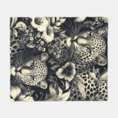 ヴィンテージジャングルジャガー フリースブランケット (正面(横))