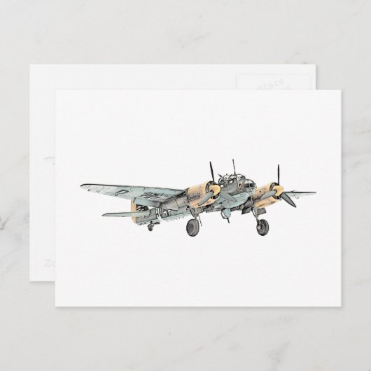ヴィンテージジャングルズ88爆撃機スケッチ ポストカード (正面/裏面)