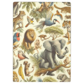 ヴィンテージジャングル動物の水色 クリップボード (裏面)