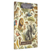 ヴィンテージジャングル動物の水色 クリップボード (右)