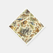 ヴィンテージジャングル動物の水色 スタンダードカクテルナプキン (角)