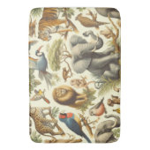 ヴィンテージジャングル動物の水色 バスマット (正面縦)