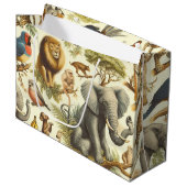 ヴィンテージジャングル動物の水色 ラージペーパーバッグ (正面アングル)