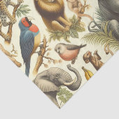 ヴィンテージジャングル動物の水色 薄葉紙 (詳細)