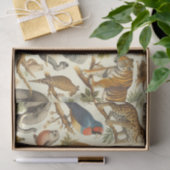 ヴィンテージジャングル動物の水色 薄葉紙 (ギフト)