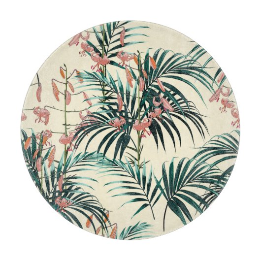 ヴィンテージジャングル:ダークグリーン、オレンジリリー。 カッティングボード (正面)