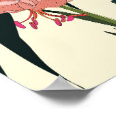 ヴィンテージジャングル：ダークグリーン、オレンジリリー。 ポスター (角)