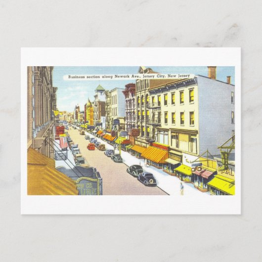 ヴィンテージジャージーシティニュージャージーダウンタウンビュー ポストカード (正面)
