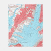 ヴィンテージジャージーシティNJの地図(1955) 2 フリースブランケット (正面)