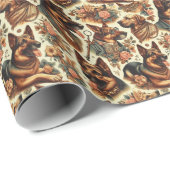 ヴィンテージジャーマンシェパードイラストレーション ラッピングペーパー (ロールコーナー)