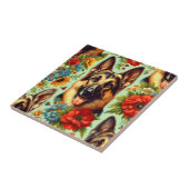 ヴィンテージジャーマンシェパードフローラ タイル (側面)