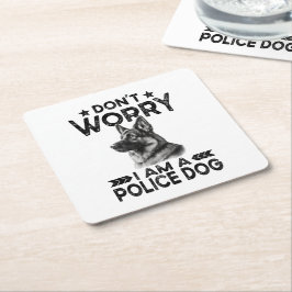 ヴィンテージジャーマンシェパード警察犬のオーナー おもしろい スクエアペーパーコースター