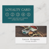 ヴィンテージジュエリーおよび鍵、アンティークディーラービジネス ロイヤリティカード (正面/裏面)