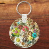 ヴィンテージジュエリーフローラキーチェーン キーホルダー (正面)