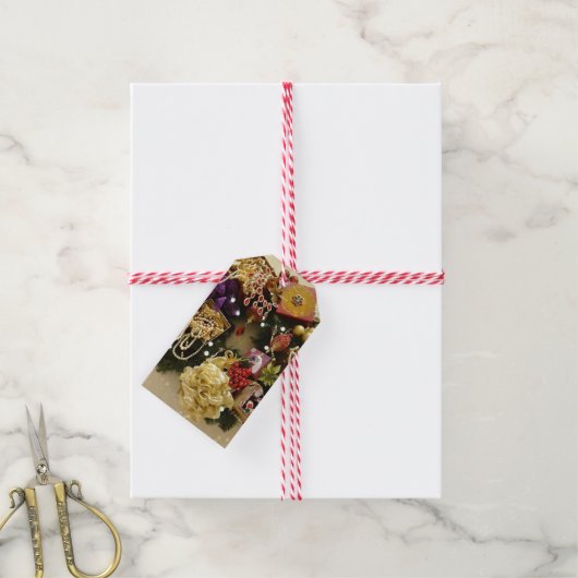 ヴィンテージジュエリー&ジェムストーンビクトリアンリース ギフトタグ (より糸付き)